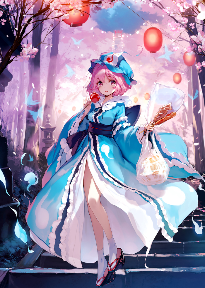 Saigyouji Yuyuko , Anime Art, Touhou, Saigyouji Yuyuko, Ke-ta