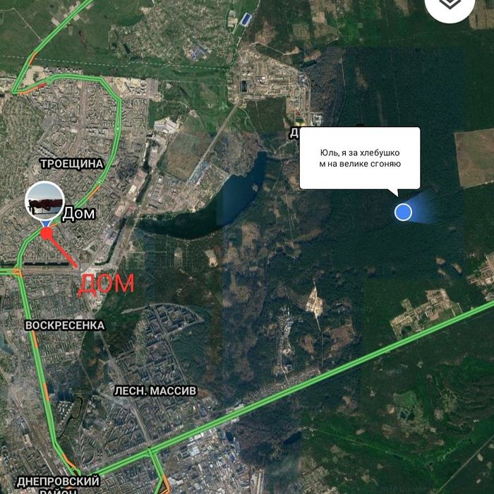 Когда дорвался до велосипеда - Моё, Google Maps, Велосипед, Прогулка по лесу