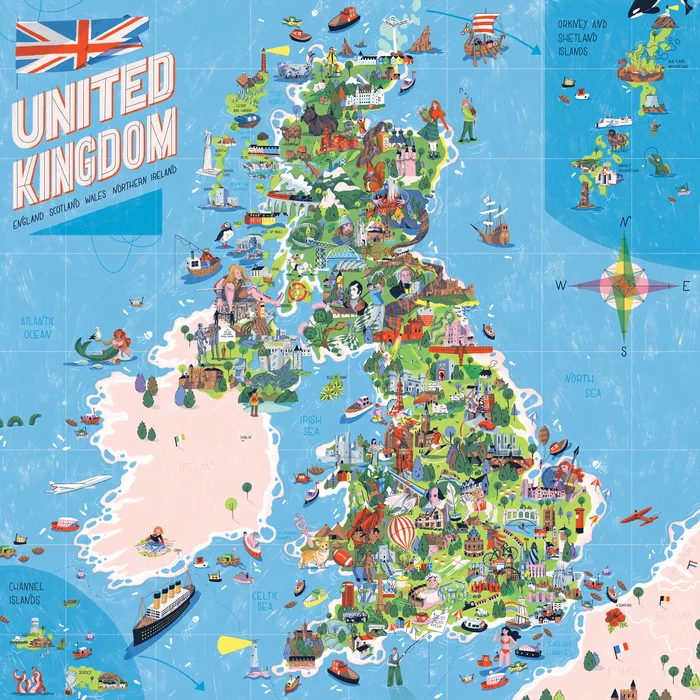 United Kingdom Map - Cards, Interesting, Satire, Great Britain