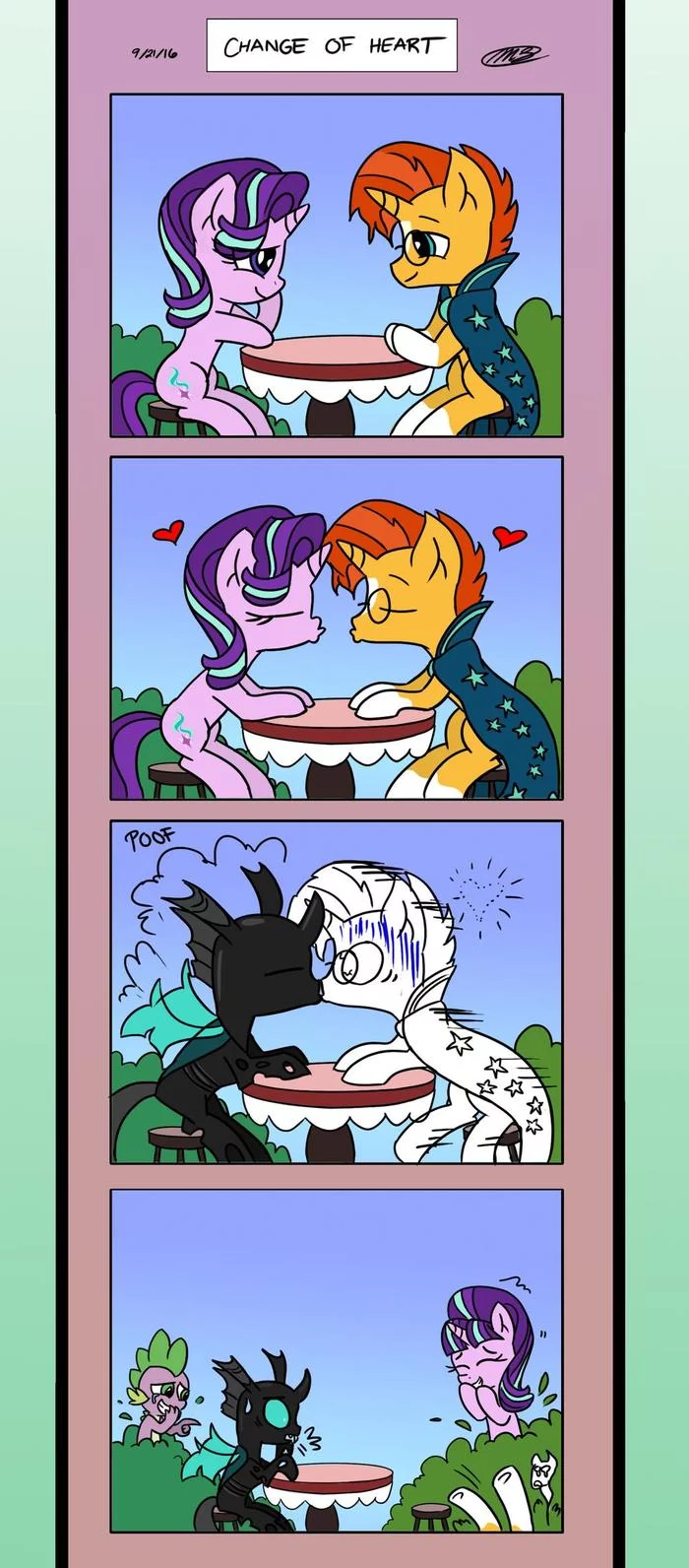 Prank in Equestria - My little pony, Spike, Starlight Glimmer, Sunburst, Changeling, Comics, Shipping, Longpost