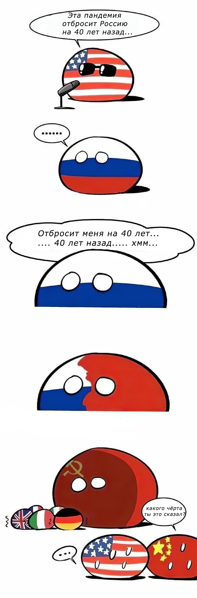 На 40 лет назад - Комиксы, Countryballs, Страны, Картинка с текстом, Россия, Длиннопост, Коронавирус, Эпидемия