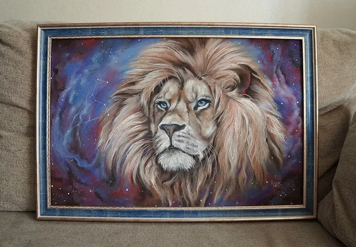 Leo constellation - My, a lion, Animalistics, Animals, Nature, Art, Painting, Pastel, Drawing, Video, Longpost