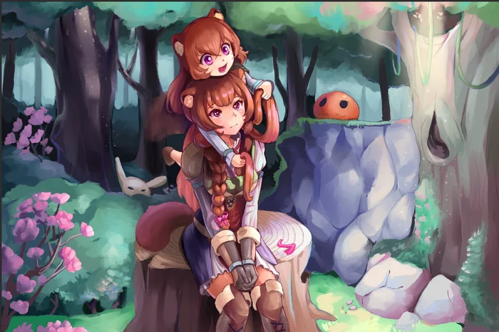 Raphy x2 - Raphtalia, Tate no Yuusha no Nariagari, Anime Art, Animal Ears, Аниме, Loli