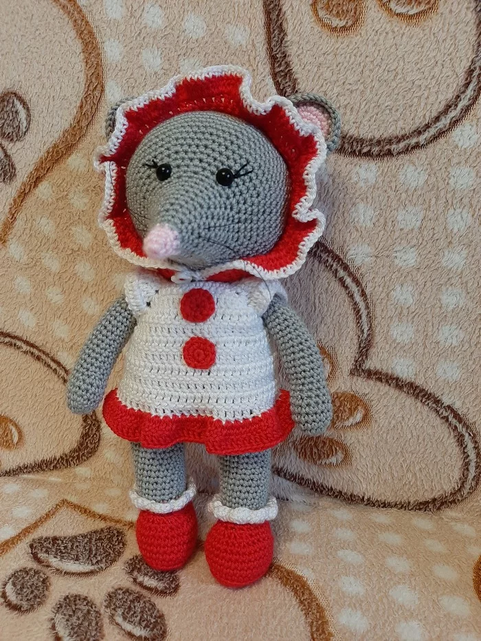 Lucy the Mouse - My, Crochet, Amigurumi, Needlework without process, Toys, Soft toy, Knitted toys, Mouse, Longpost