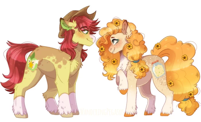 Bright Mac and Pear Butter - My Little Pony, PonyArt, Bright Mac, Pear Butter, Wanderingpegasus