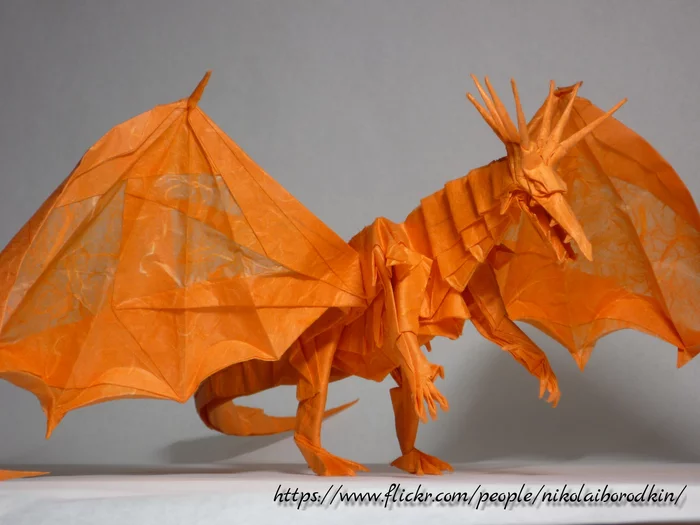 Origami ancient dragon - My, Origami, The Dragon, Creation, Longpost