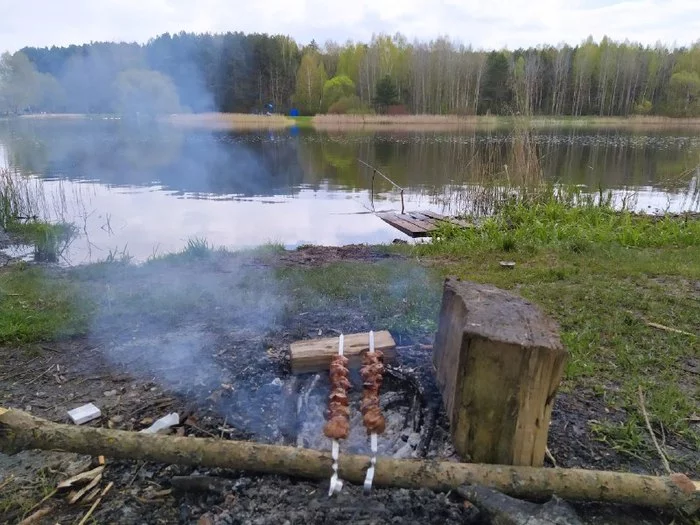 Удочка,шашлык,лебеди - Удочка, Шашлык, Лебеди, Минское море, Длиннопост