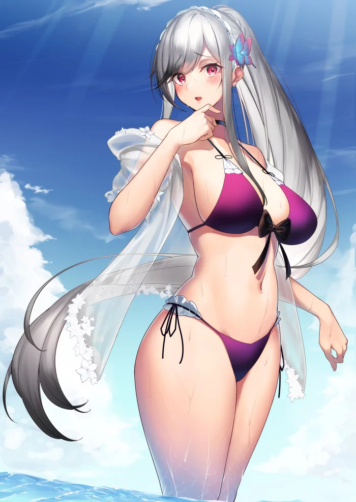 Dunkerque - NSFW, Аниме, Anime Art, Azur Lane, Dunkerque, Купальник, Грудь