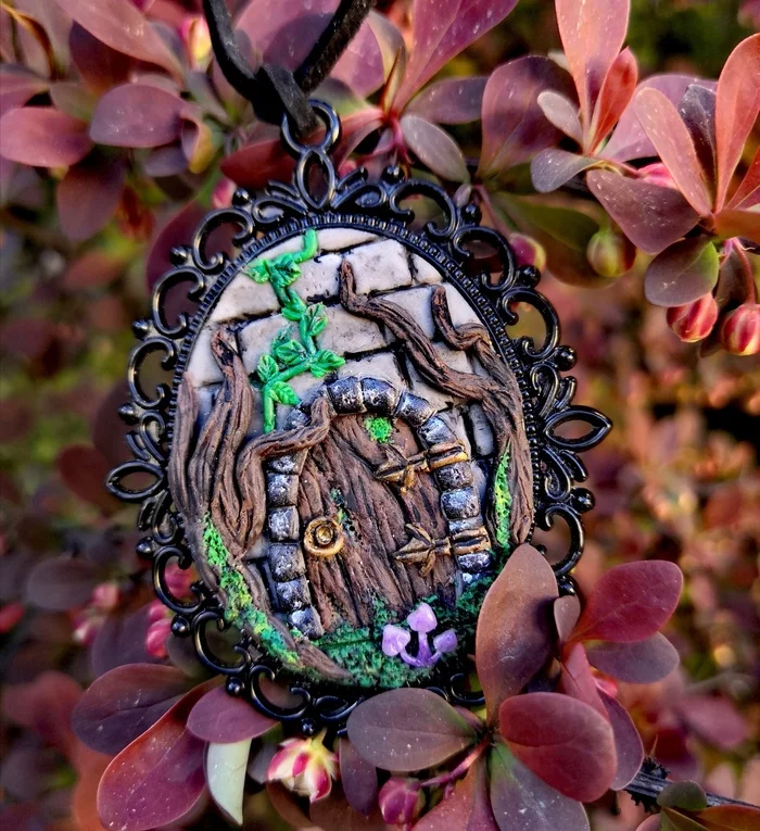 Pendant Door to a fairy tale - My, Polymer clay, Pendant, Story, Needlework without process, Longpost