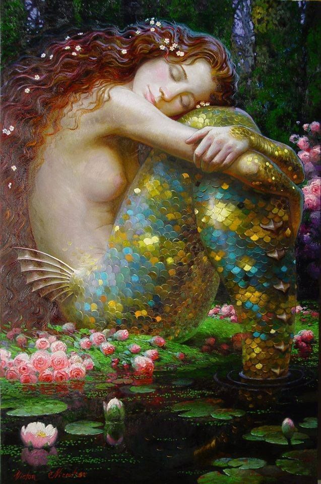 Mermaids - NSFW, Art, Painting, Mermaid, Erotic, Longpost, Victor Nizovtsev