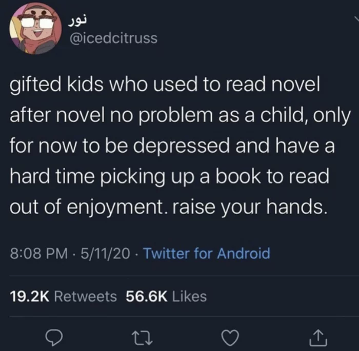 Raise your hand if you feel the same way - Books, Reading, Childhood, Picture with text