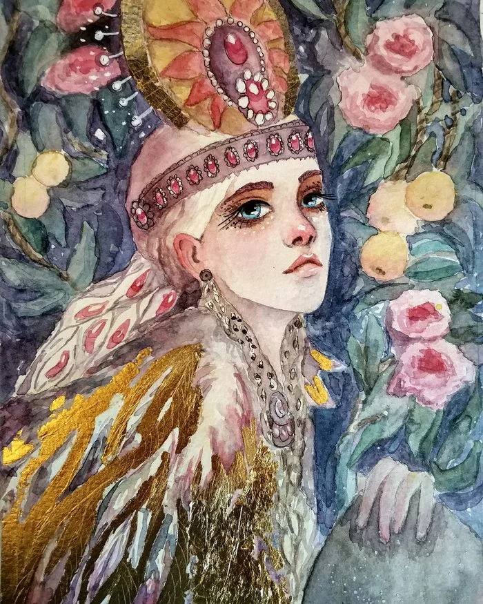 Firebird - My, Firebird, Russian tales, Watercolor, Drawing