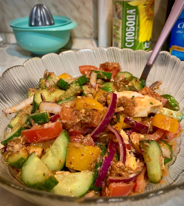 Reply to the post “Spicy Tuna Salad” - My, From Odessa with carrots, Cooking, Food, Recipe, The photo, Salad, Tuna, Reply to post