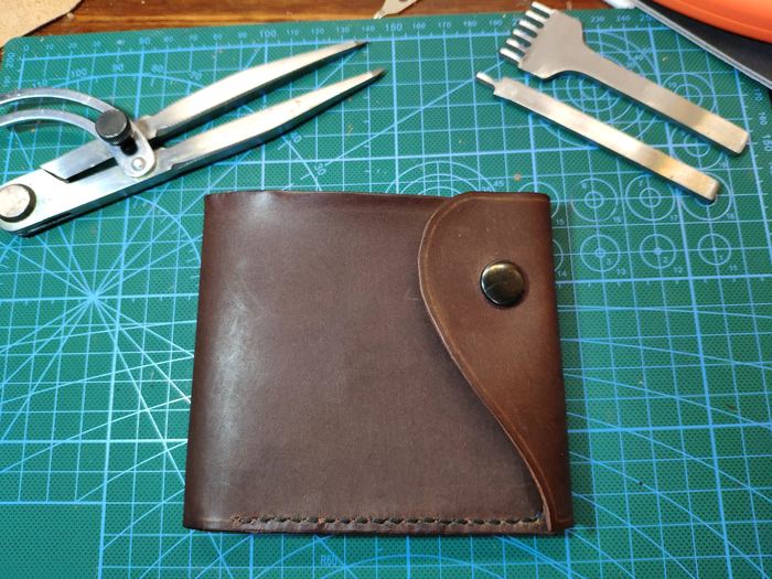 Leather wallet. For myself - My, Leather, With your own hands, Needlework, Longpost, Natural leather, Needlework without process