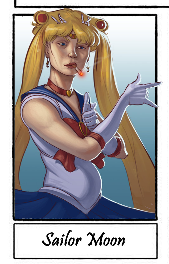 Для SixFanartsChallenge - Моё, Рисунок, Художник, Цифровой рисунок, 2D рисование, Sailor Moon, Doom, Длиннопост, Sixfanarts