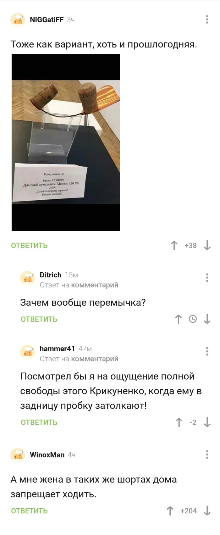 Лучше бы спасибо жене сказал - Комментарии на Пикабу, Чопик, Бикини, Шорты, Длиннопост