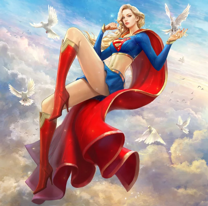 Supergirl - Drawing, DC, Supergirl, Art, Superheroines, Dc comics, Superheroes