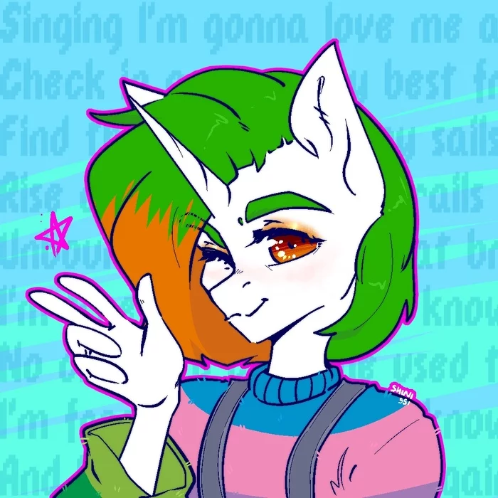 I'm gonna love me again - My, My little pony, Original character, Unicorn, Anthro