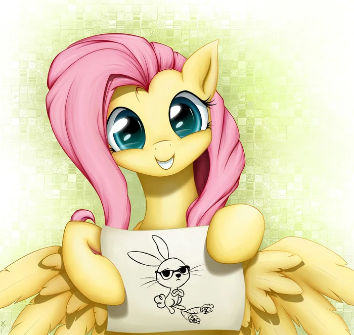 Aspiring artist - My little pony, Fluttershy, Angel bunny, Xn-d