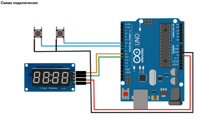 Часы на сегментном индикаторе TM1637 на Arduino