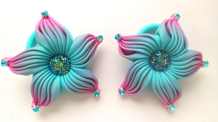 Бантики звездочки из Лент. Милые резиночки для волос КАНЗАШИ