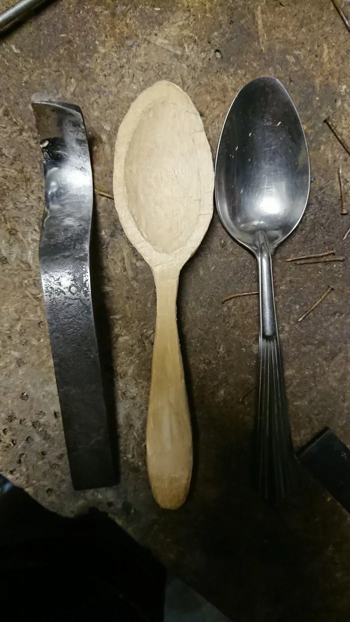 How I carved a spoon - My, Needlework with process, Woodworking, Wooden spoon, With your own hands, GIF, Longpost