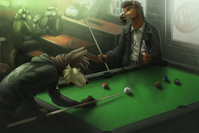 Billiards game - Ariadog, Furry, Art, Billiards