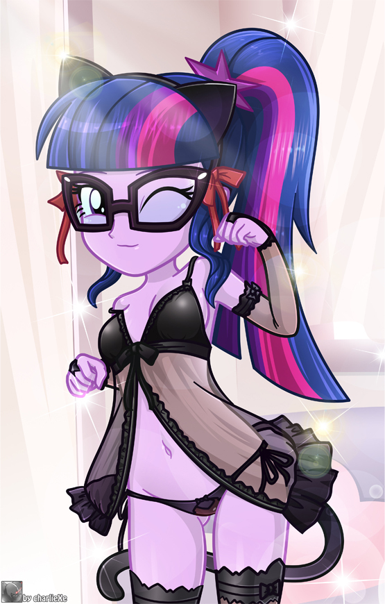 Tvaika the Cat - NSFW, My little pony, Equestria girls, Twilight sparkle, Charliexe, MLP Edge, Underwear