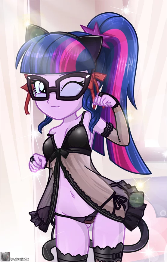 Кошечка Твайка - NSFW, My Little Pony, Equestria Girls, Twilight sparkle, Charliexe, MLP Edge, Нижнее белье