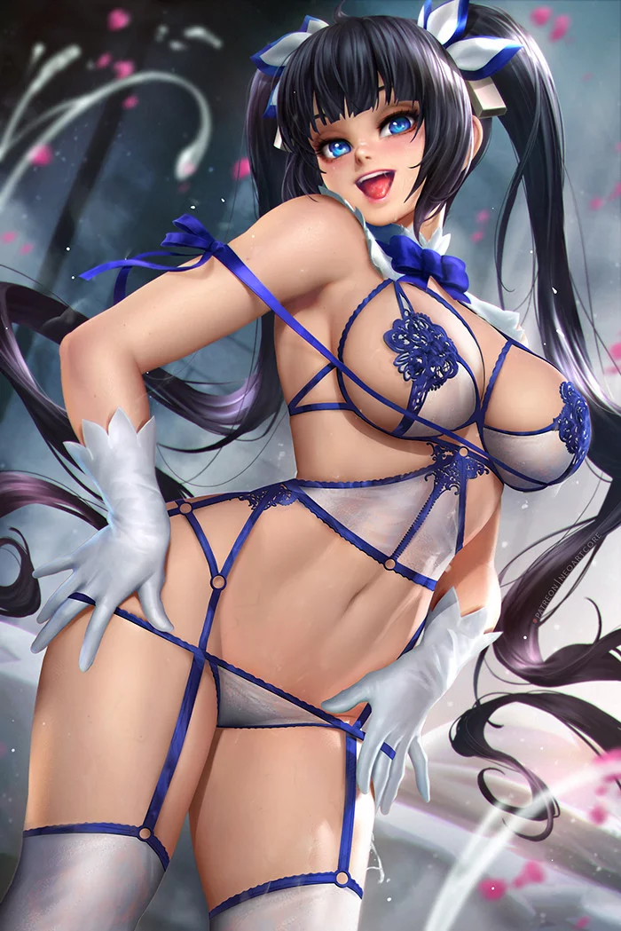 Hestia - NSFW, Anime art, Danmachi, Anime, Neoartcore, Longpost, Underwear, Breast