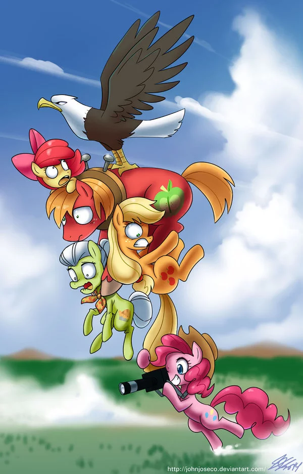 Family trip - My little pony, Applejack, Pinkie pie, Big Macintosh, Granny Smith, Applebloom, John joseco