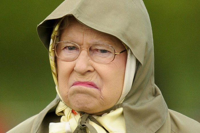 Rainy day - Queen Elizabeth II, Queen Elizabeth, Cloak, Old lady, Great Britain, , Hood