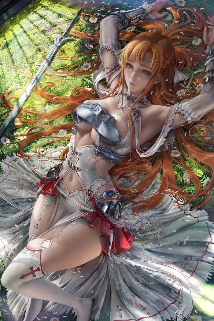 Asuna - NSFW, Art, Anime, Anime art, Sword Art Online, Yuuki asuna, Erotic, Underwear, Sakimichan, Longpost