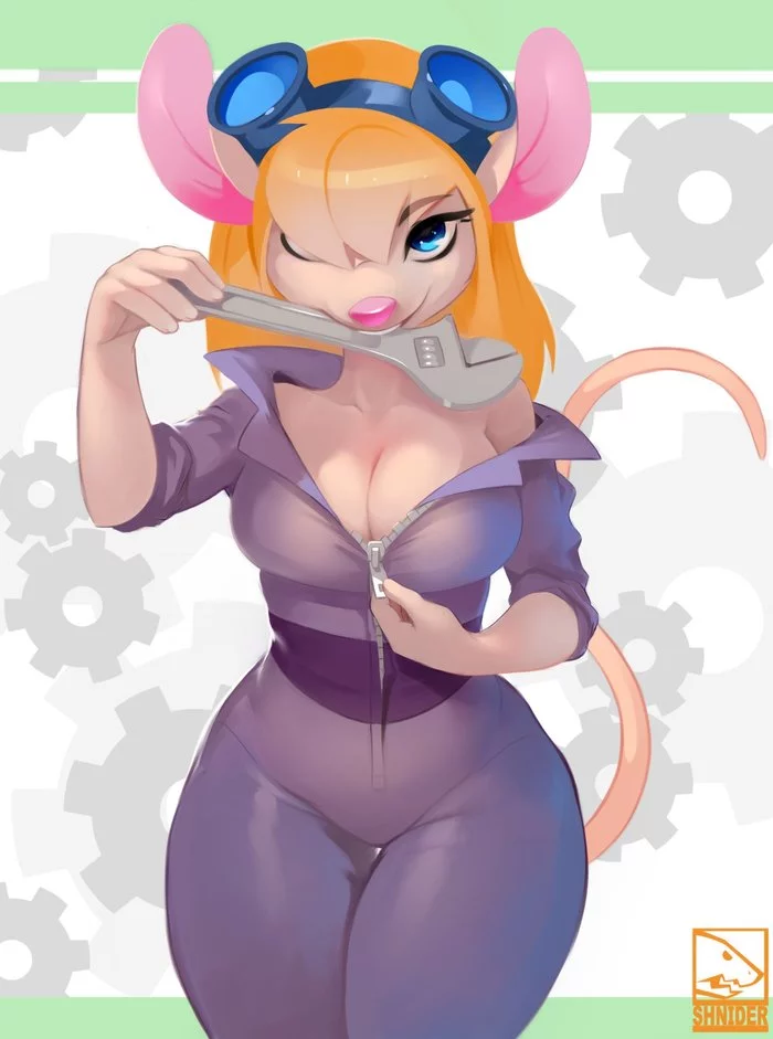 Gadget - NSFW, Shnider, Gadget hackwrench, Chip and Dale, Hand-drawn erotica, Art, Cartoons, Anthro