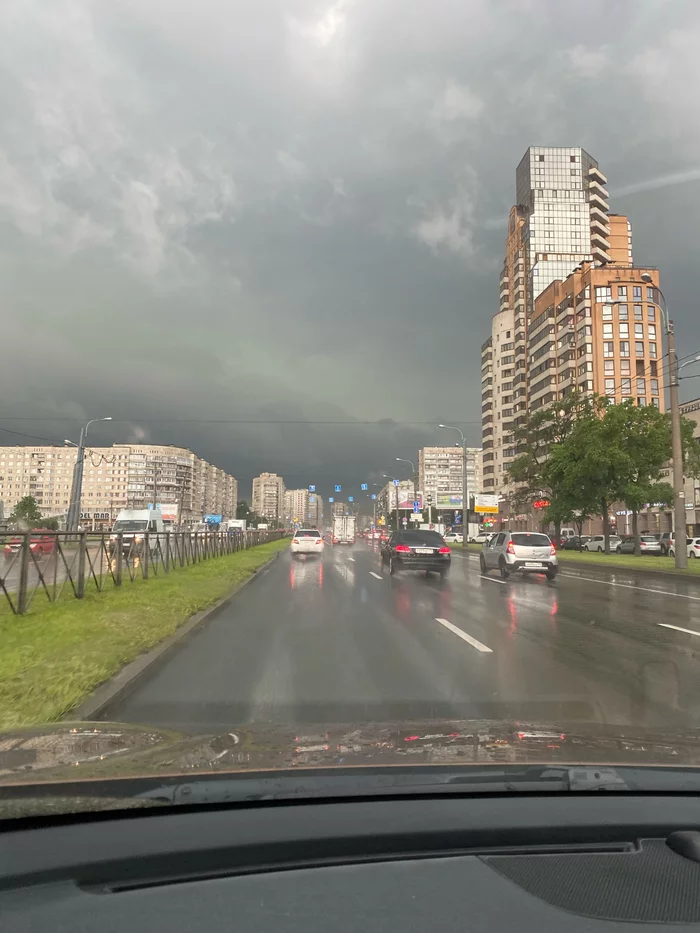 Ministorm 09.06.20 St. Petersburg - My, Weather, Storm, Hail, The clouds, Video, Longpost