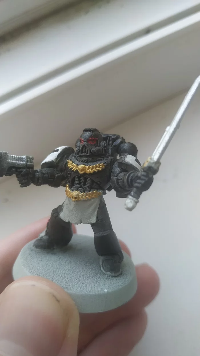 Still decided to repaint the spacemarines - My, Warhammer 40k, Black templars, Wh miniatures, Wh painting, Painting miniatures, Longpost