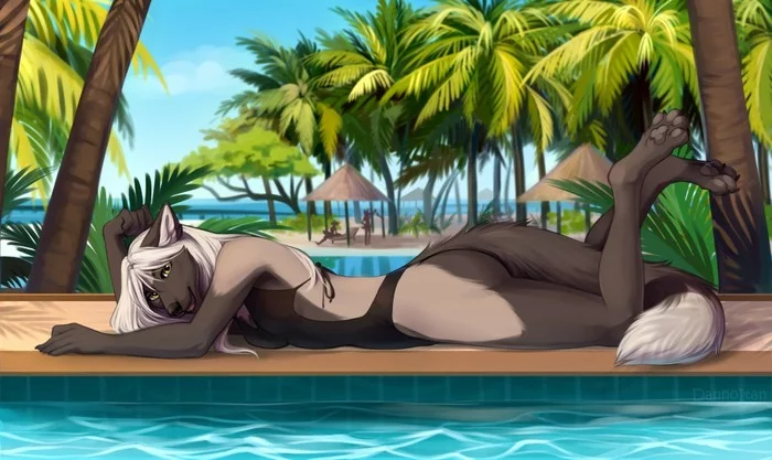 At the pool - NSFW, Furry, Anthro, Art, Furry edge, Dannoitanart