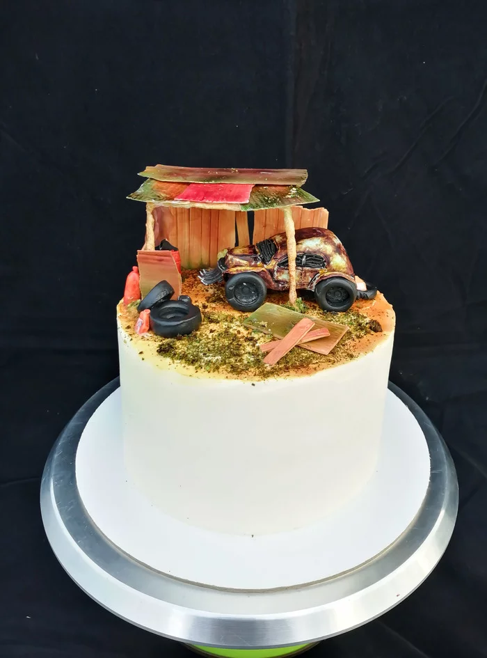 Rusty trough. Cake - My, Cake, Mastic, Diorama, Longpost