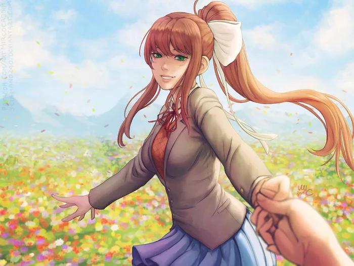 We’ll be together forever - Doki Doki Literature Club, Monika, Anime Art, Визуальная новелла, Monika (Doki Doki)