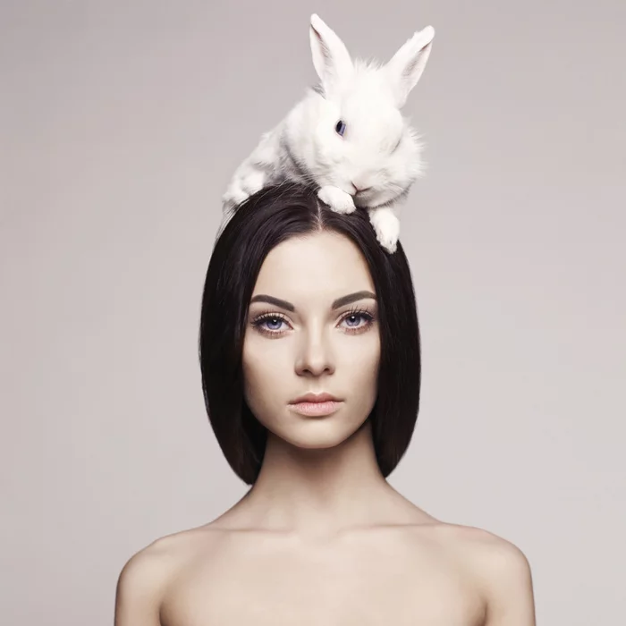 Follow the White Rabbit (photographer George Mayer) - NSFW, Erotic, Beautiful girl, Figure, Rabbit, Longpost