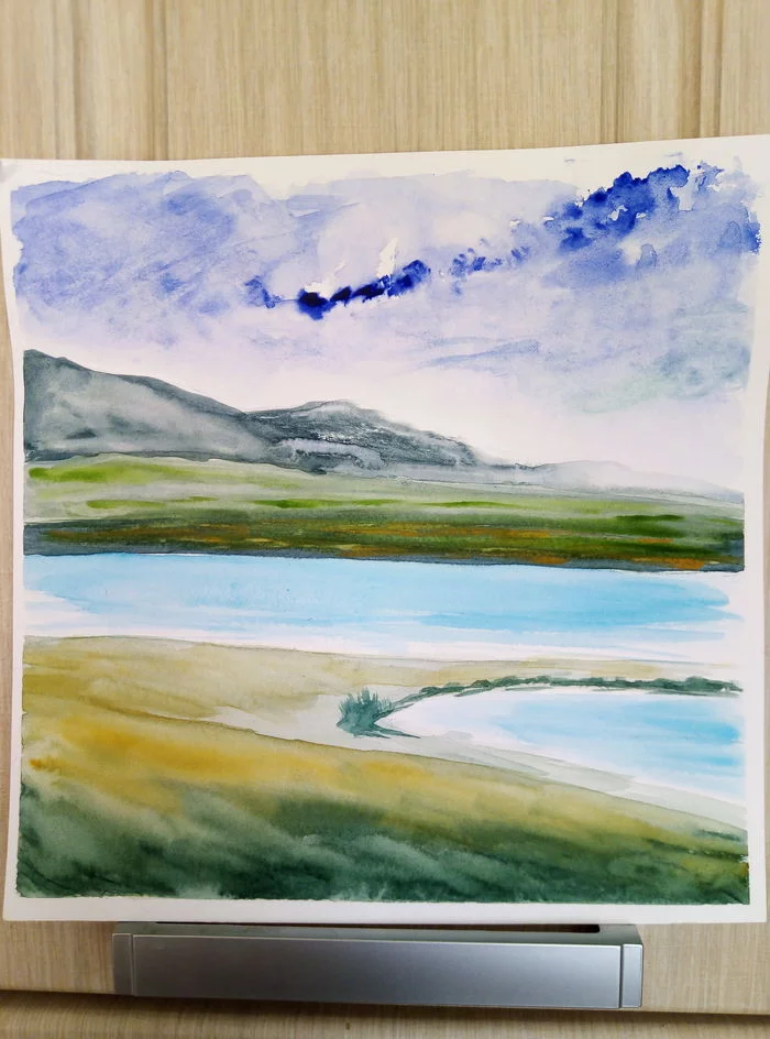 Skyseaclouds. Watercolor - My, Drawing, Hobby, Inspiration, Weekend, Watercolor, Nature, Sketch