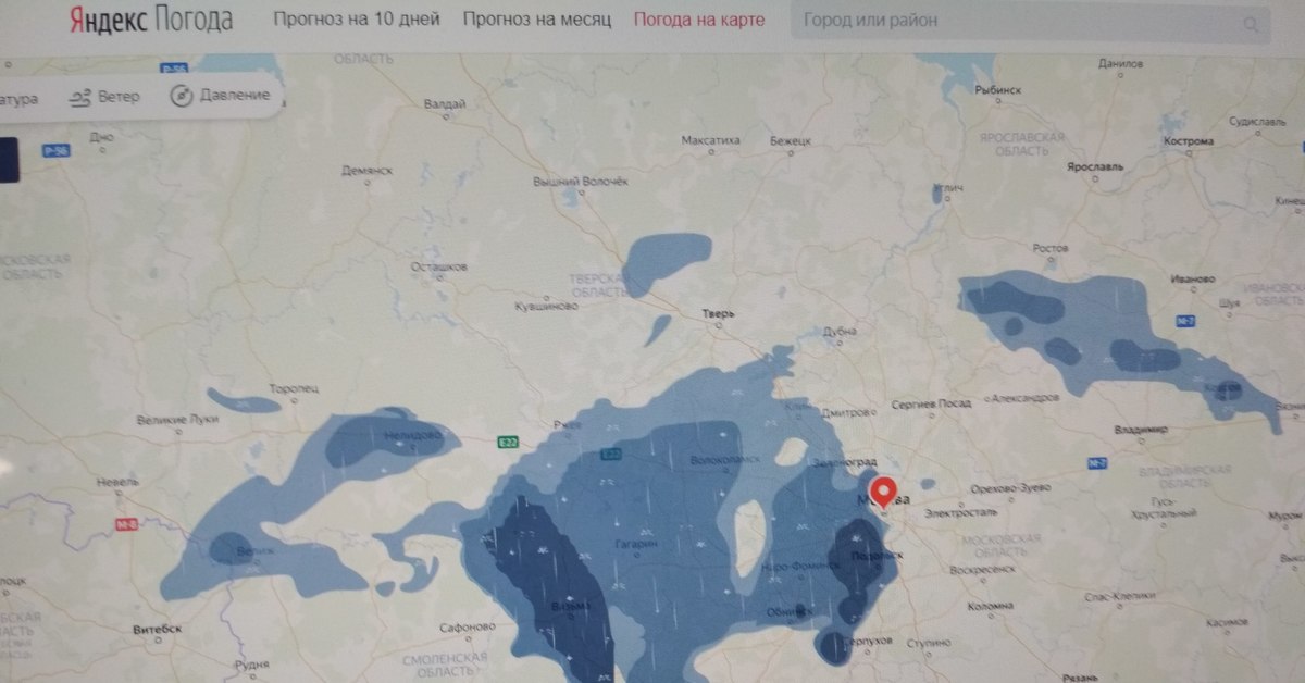 Осадки тверь на карте в реальном времени. Погода в Москве на карте.
