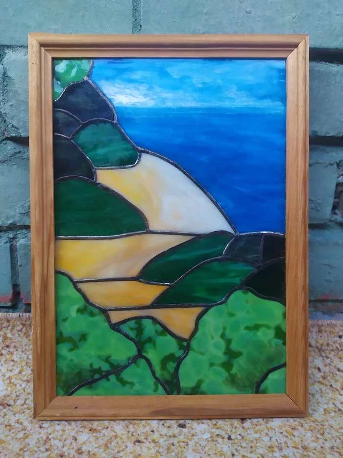 Summer - My, Stained glass, Summer, Beach, Sea, Glass, Tiffany, Longpost, Needlework with process