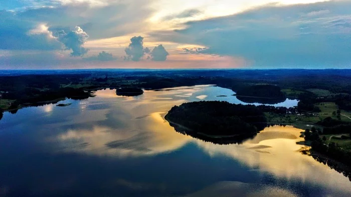 Evening on the lake - My, The photo, Drone, Flight, Lake, Evening, Height, beauty, Landscape