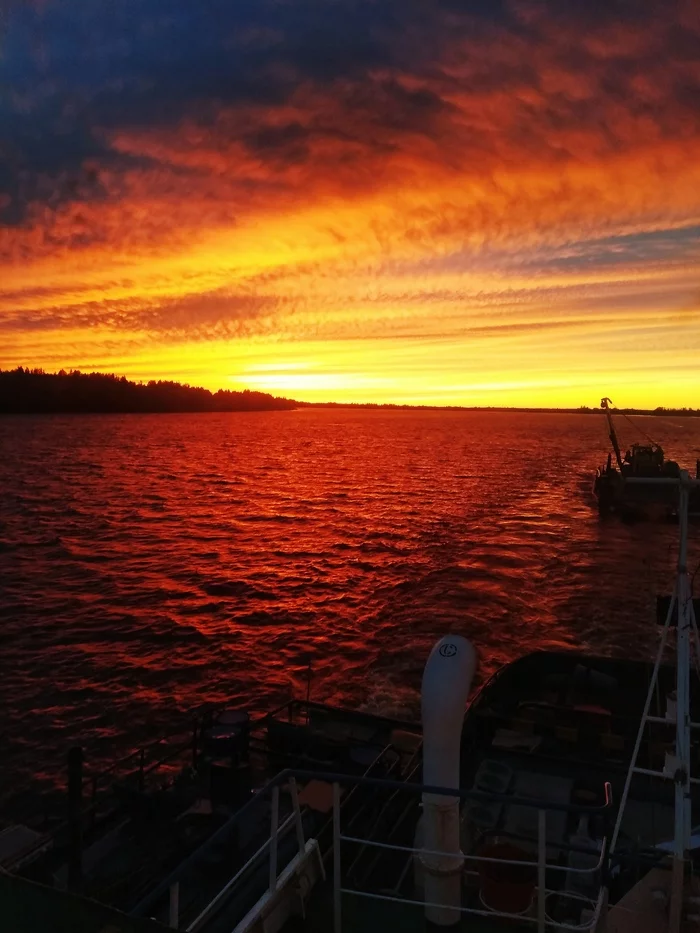 Sunset on the Ob - My, Shipping, Vessel, River, Nature