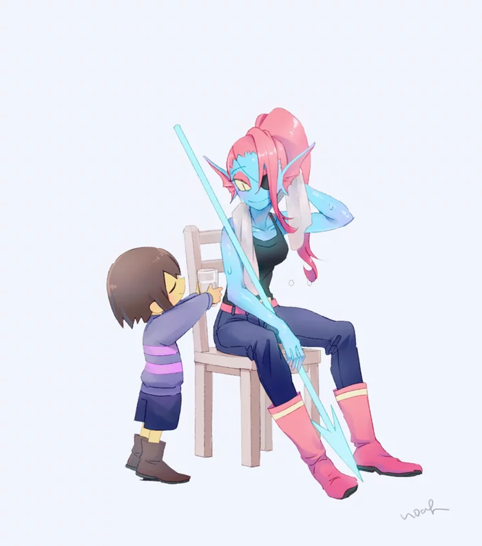 Love since childhood - Undertale, Noaharbre, Undyne, Frisk, Shipping, Longpost, Art