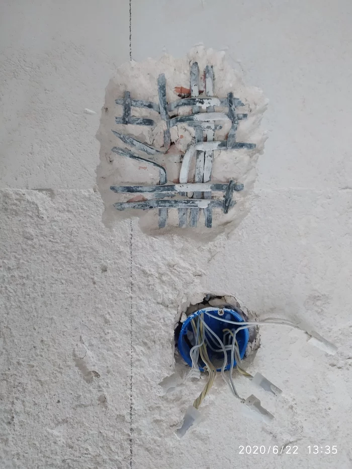 Electrical wiring in the wall - My, Electrical installation, Buried wiring, Luck