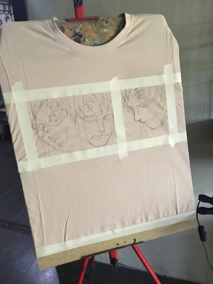 Drawing on a T-shirt - My, Anime, Gaara, Drawing, Cloth, Creation, Longpost