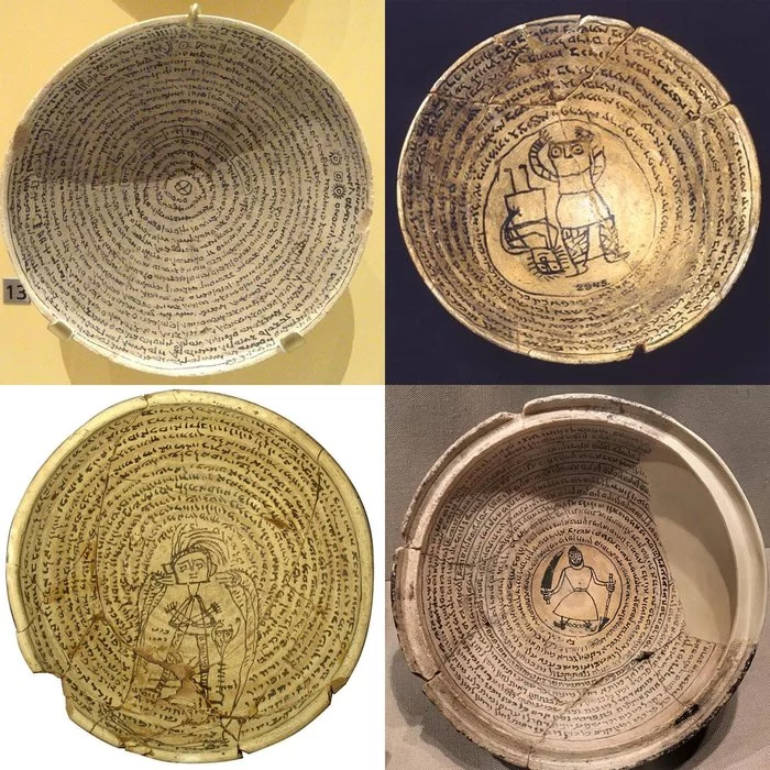 Witch plates with spells from the era of the Sassanid state that existed on the territory of modern Iraq and Iran from 226 to 651 - Plate, Sassanids, Iraq, Iran