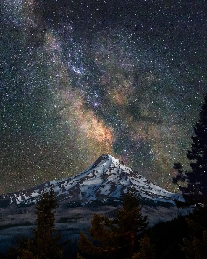 Milky Way over Mount Hood - Milky Way, The photo, Astrophoto, The mountains, Nature, Sky, Oregon, Starry sky